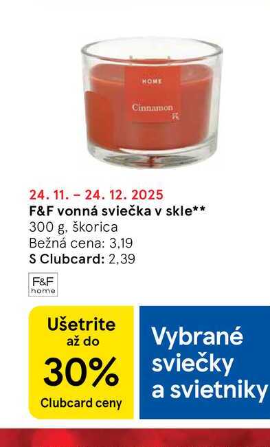 F&F vonná sviečka v skle 300 g