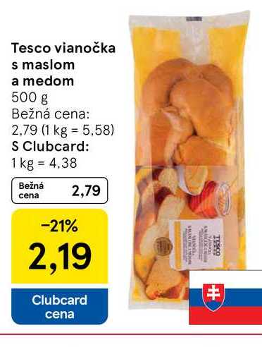Tesco vianočka s maslom a medom 500 g