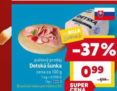 Detská šunka cena za 100 g 
