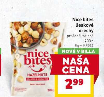 Nice bites lieskové orechy pražené, solené 200 g 