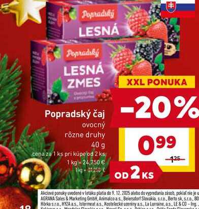 Popradský čaj ovocný rôzne druhy 40 g