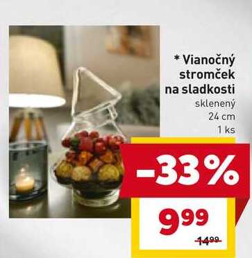 Vianočný stromček na sladkosti sklenený 24 cm