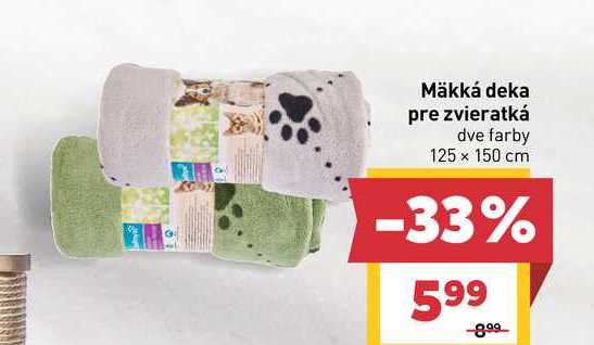 Mäkká deka pre zvieratká dve farby 125 × 150 cm 
