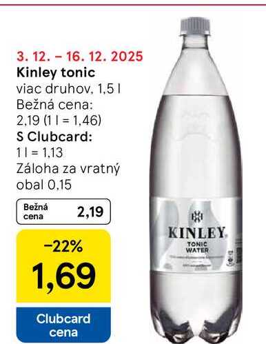 Kinley Tonic 1.5 l