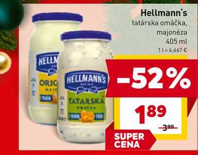Hellmann's tatárska omáčka, majonéza 405 ml
