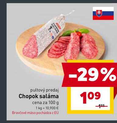 Chopok saláma cena za 100 g