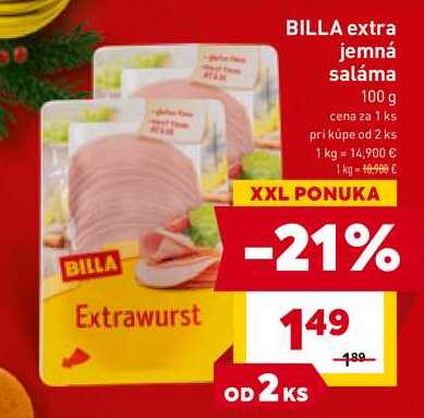 BILLA extra jemná saláma 100 g