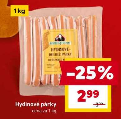Hydinové párky cena za 1 kg