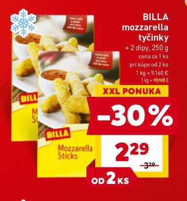 BILLA mozzarella tyčinky +2 dipy, 250 g