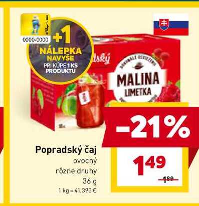 Popradský čaj ovocný rôzne druhy 36 g 