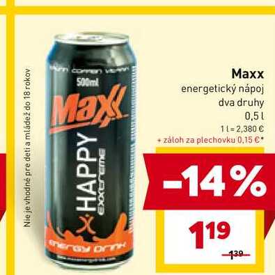 Max energetický nápoj dva druhy 0,5l