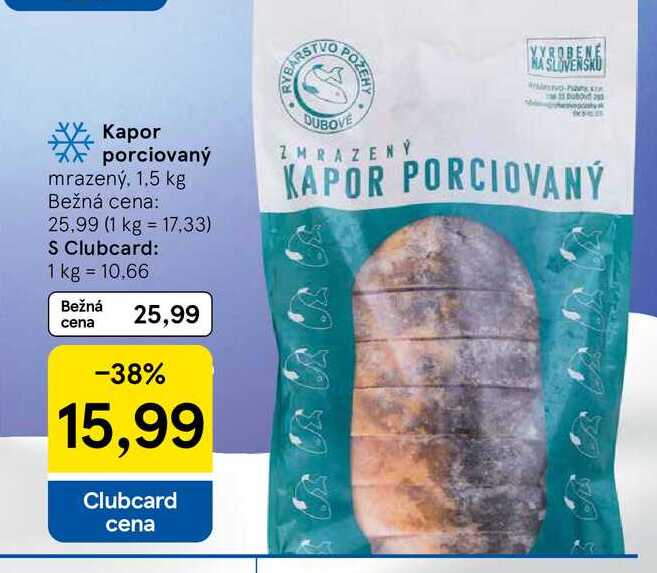 Kapor porciovaný mrazený, 1,5 kg