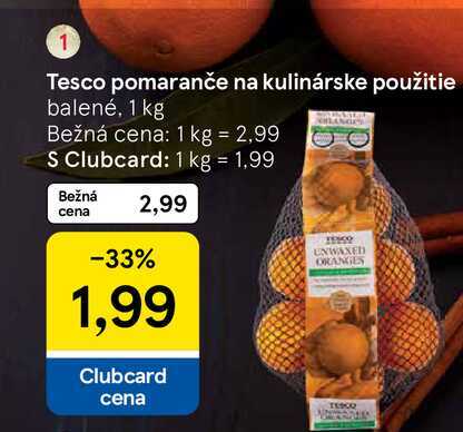 Tesco pomaranče na kulinárske použitie balené, 1 kg 