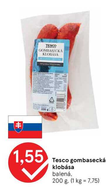 Tesco gombasecká klobása balená, 200 g