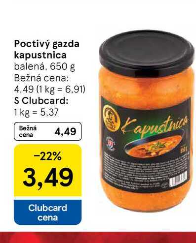 Poctivý gazda kapustnica balená, 650 g