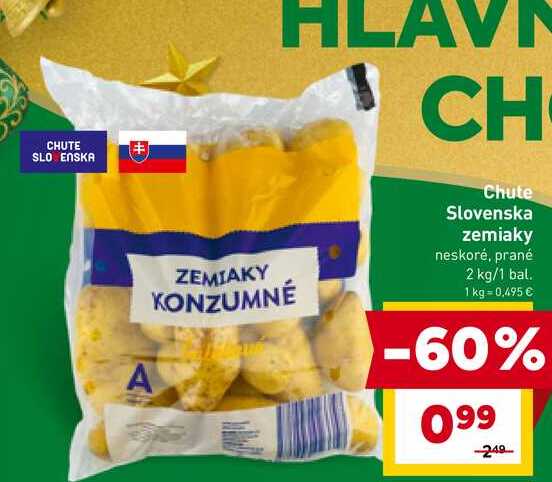 Chute Slovenska zemiaky neskoré, prané 2 kg/1 bal. 