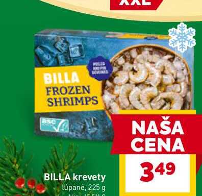 BILLA krevety lúpané, 225 g