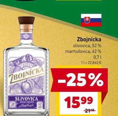 Zbojnícka slivovica, 52% marhuľovica, 42% 0,7l