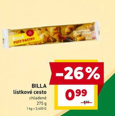 BILLA lístkové cesto chladené 275 g