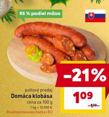 Domáca klobása cena za 100 g