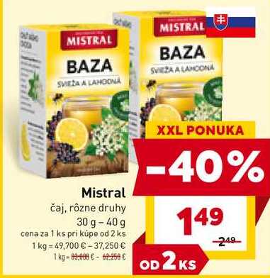 Mistral čaj, rôzne druhy 30 g-40 g  v akcii