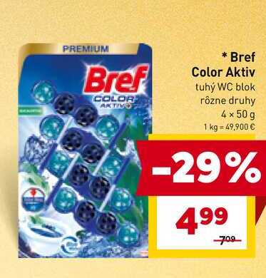 Bref Color Aktiv tuhý WC blok rôzne druhy 4 x 50 g
