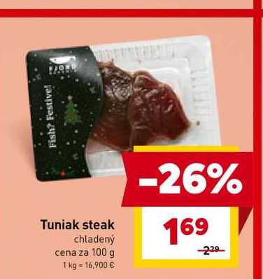 Tuniak steak chladený cena za 100 g