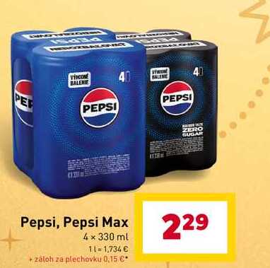 Pepsi, Pepsi Max 4 x 330 ml v akcii