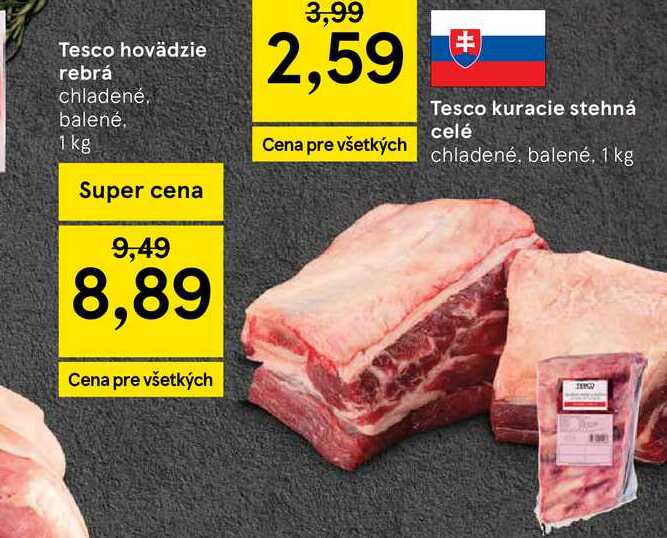 Tesco hovädzie rebrá chladené. balené 1 kg 