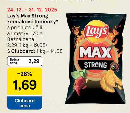 Lay's Max Strong zemiakové lupienky s príchuťou čili a limetky, 120 g 