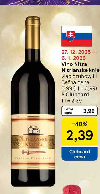 Víno Nitra Nitrianske knie 1L