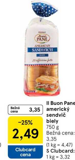 Buon Pane americký sendvič biely 750 g 