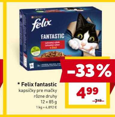 Felix fantastic kapsičky pre mačky rôzne druhy 12 x 85 g 