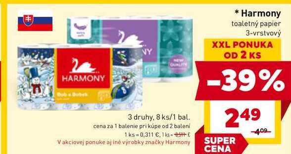 Harmony toaletný papier 3-vrstvový 8ks