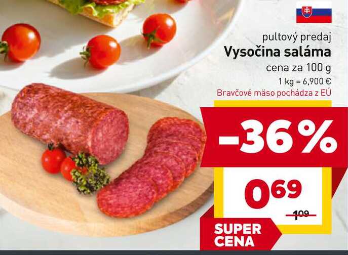 Vysočina saláma cena za 100 g 