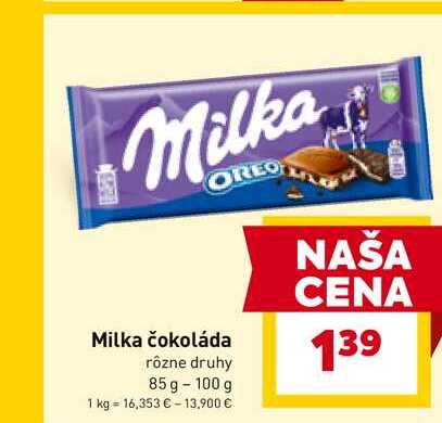 Milka čokoláda rôzne druhy 85 g