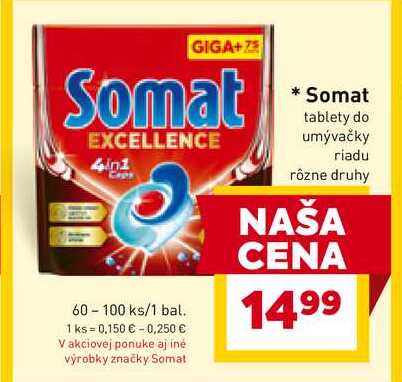 Somat tablety do umývačky riadu 60-100ks