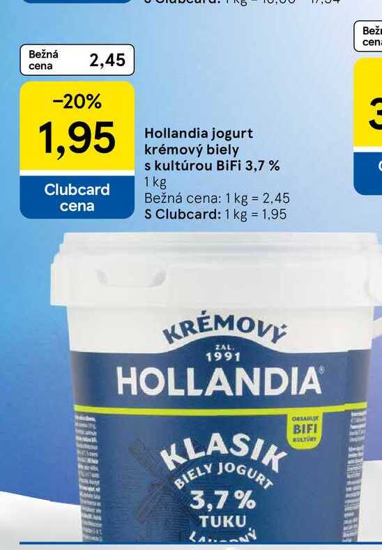 Hollandia jogurt krémový biely s kultúrou BiFi 3,7 % 1 kg 