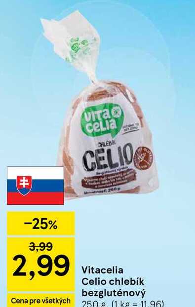Vitacelia Celio chlebík bezgluténový 250g
