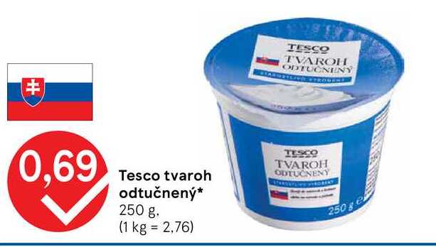 Tesco tvaroh odtučnený 250 g