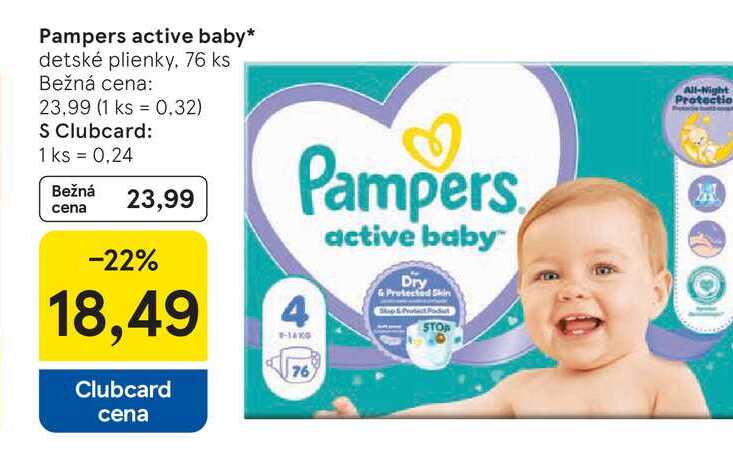 Pampers active baby Dry & Protected Skin Pampers active baby detské plienky 76 ks