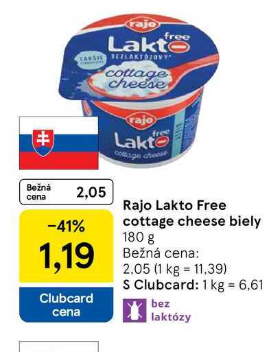 Rajo Lakto Free cottage cheese biely 180 g