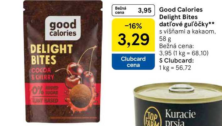 Delight Bites datľ'ové guľôčky s višňami a kakaom, 58g