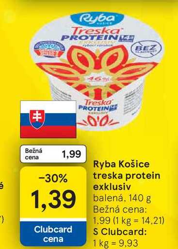 Ryba Košice treska protein exklusiv balená, 140 g