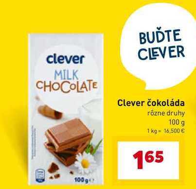 Clever čokoláda rôzne druhy 100 g
