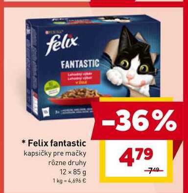 Felix fantastic kapsičky pre mačky rôzne druhy 12 x 85 g 