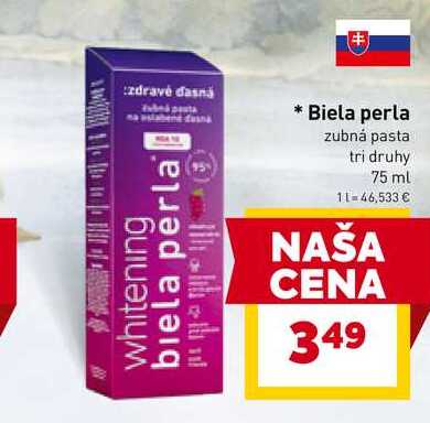 Biela perla zubná pasta tri druhy 75 m