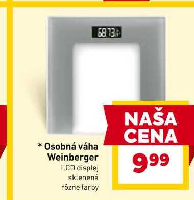Osobná váha Weinberger LCD displej sklenená rôzne farby
