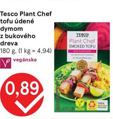 Tesco Plant Chef tofu údené dymom z bukového dreva 180 g