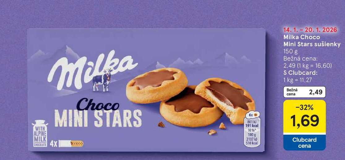 Milka Choco Mini Stars sušienky 150 g